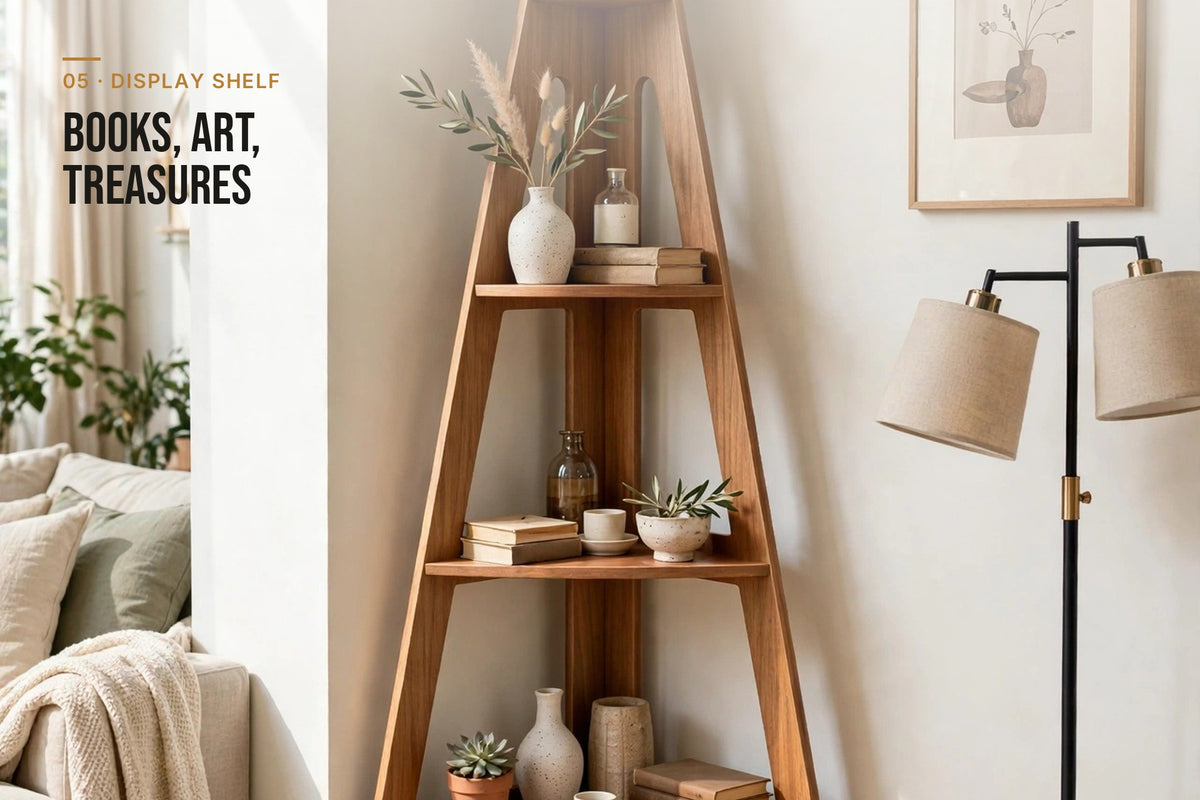 kyenook Corner Bookshelf - display shelf