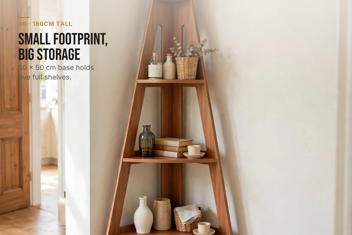 kyenook Corner Bookshelf - small footprint