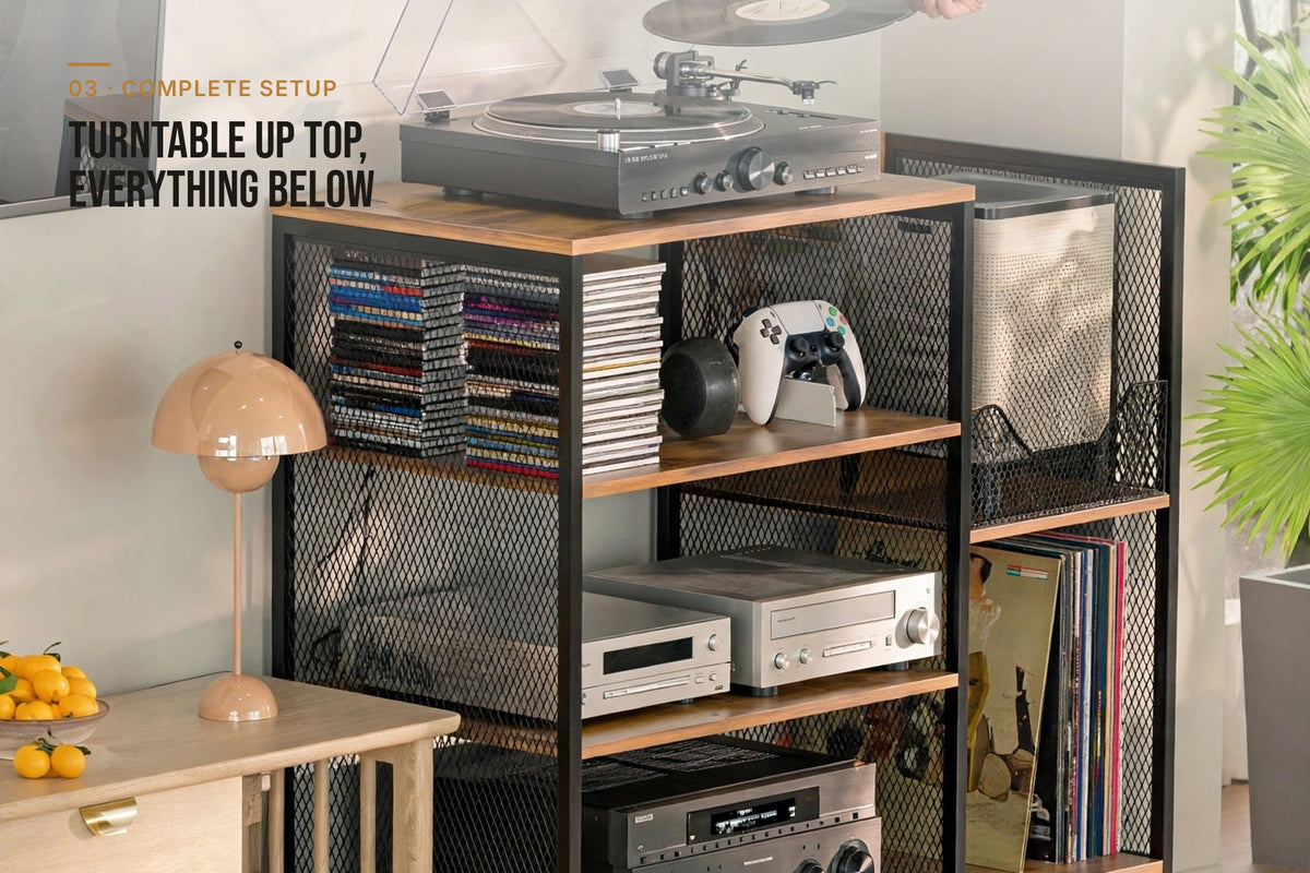 kyenook Record Player Stand - complete setup