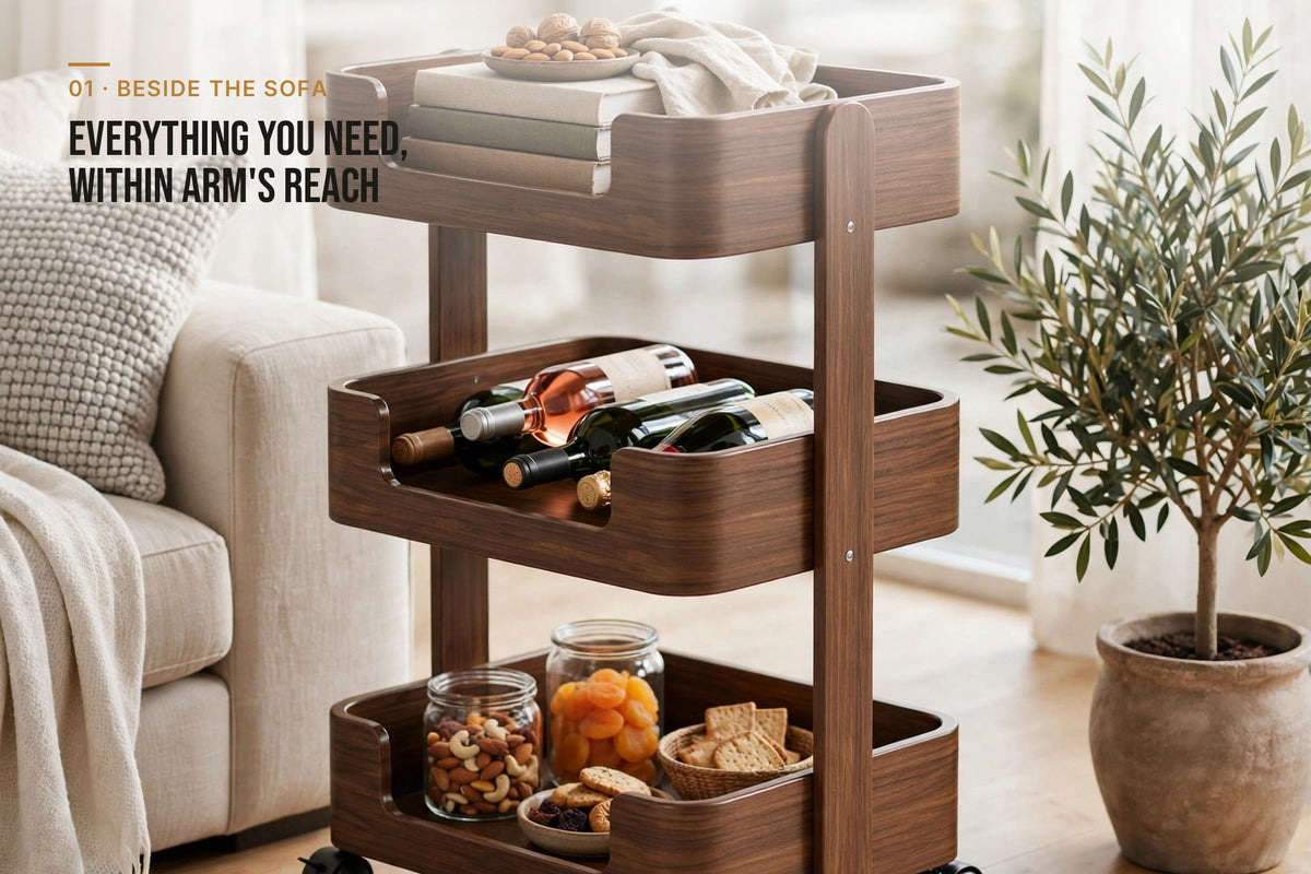 kyenook Rolling Cart - beside the sofa