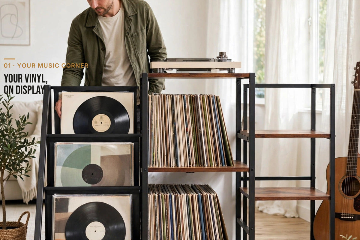 kyenook 3-Tier Vinyl Record Display Rack - music corner