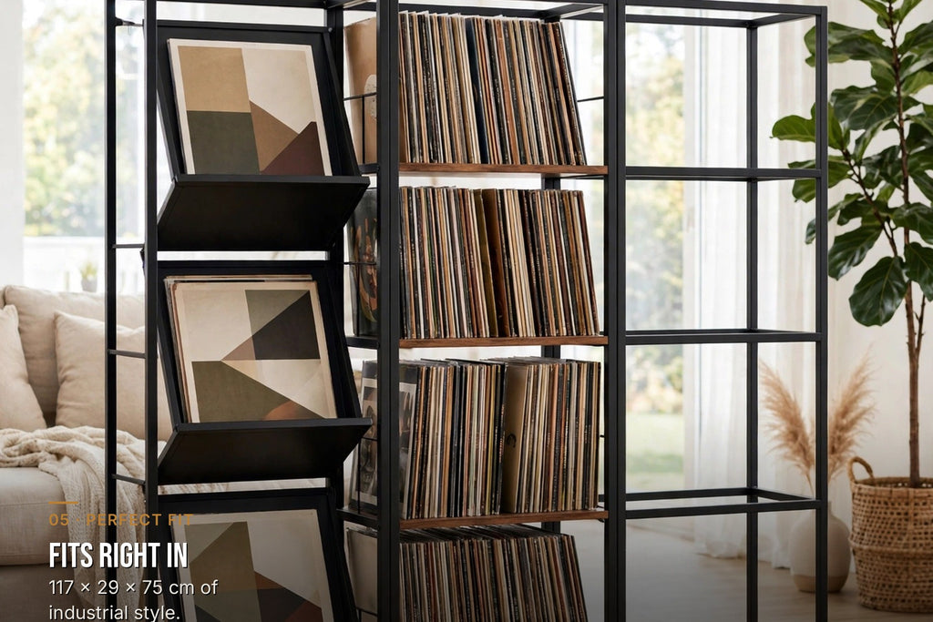 kyenook 3-Tier Vinyl Record Display Rack - dimensions