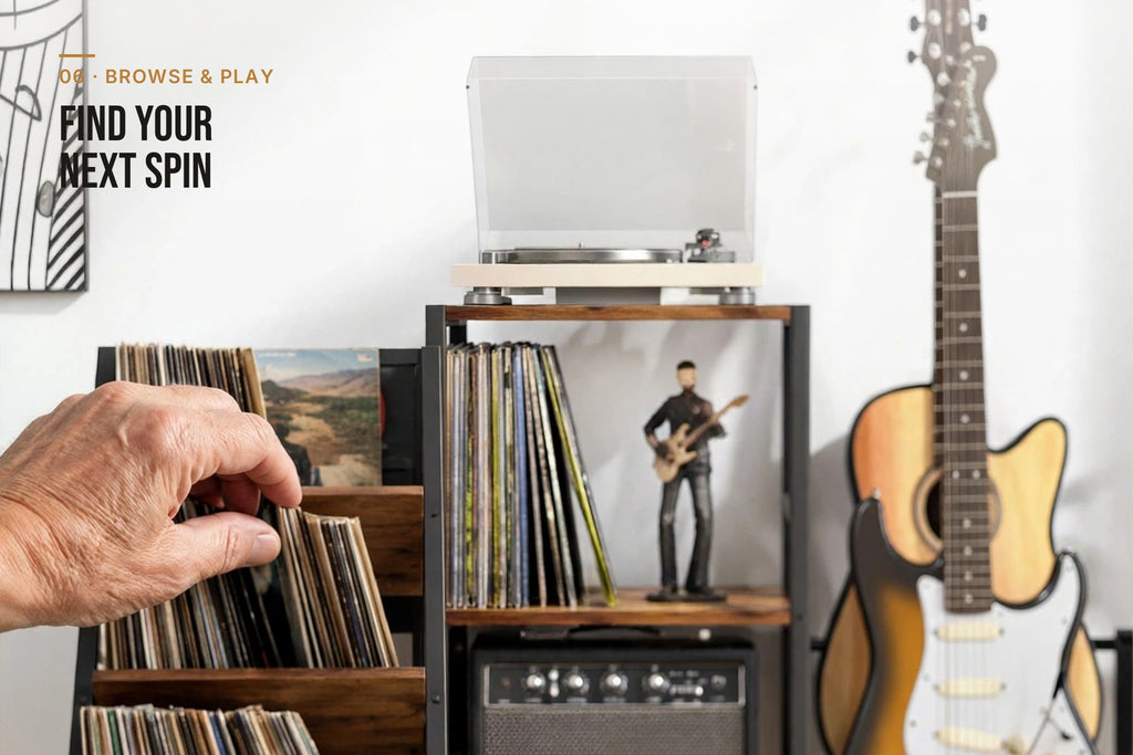 kyenook 3-Tier Vinyl Record Display Rack - browse