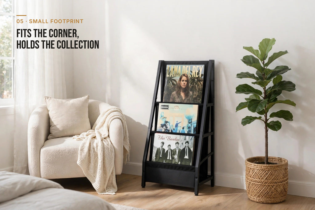 kyenook Vinyl Record Storage Rack - small footprint