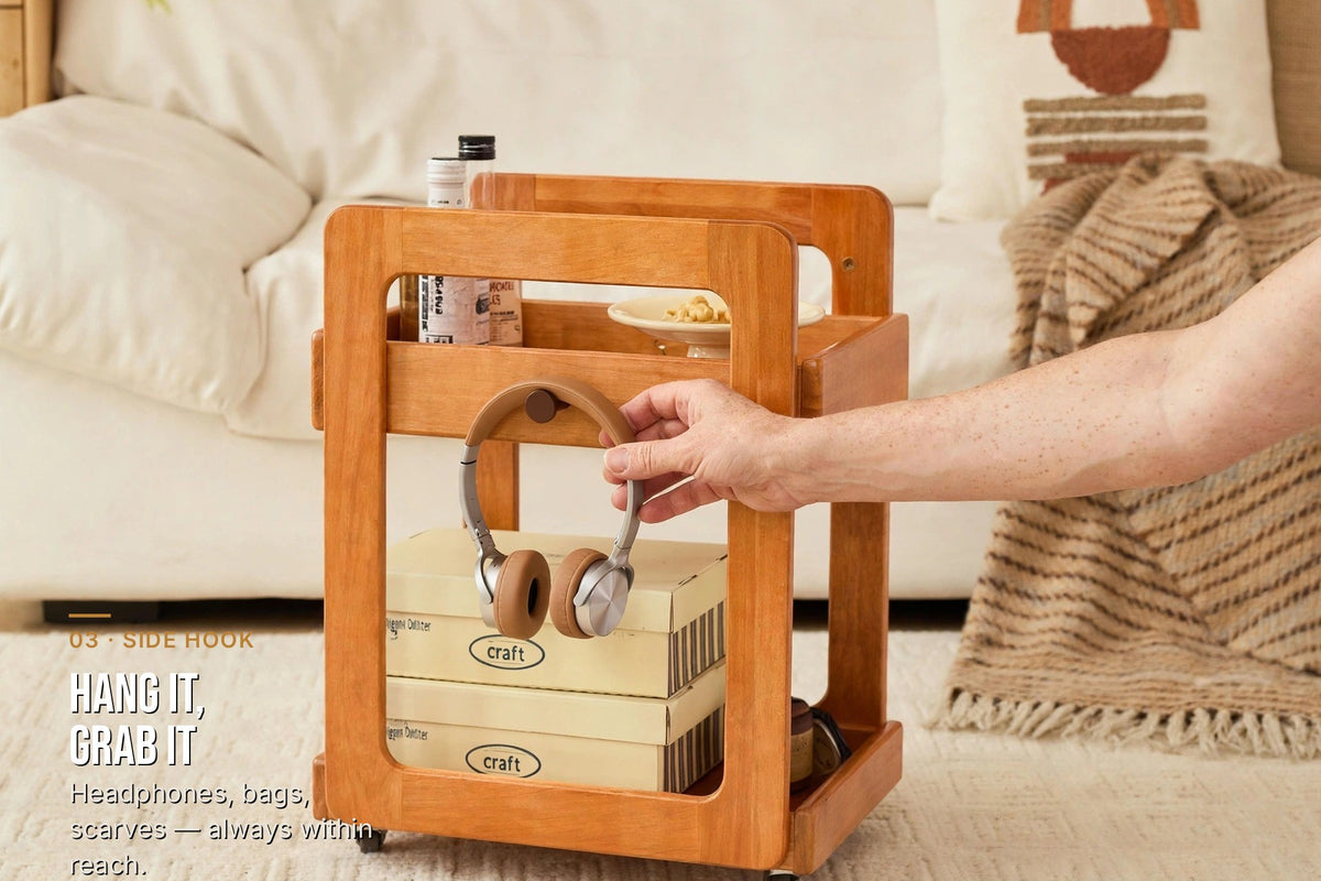 kyenook Rolling Side Table - side hook