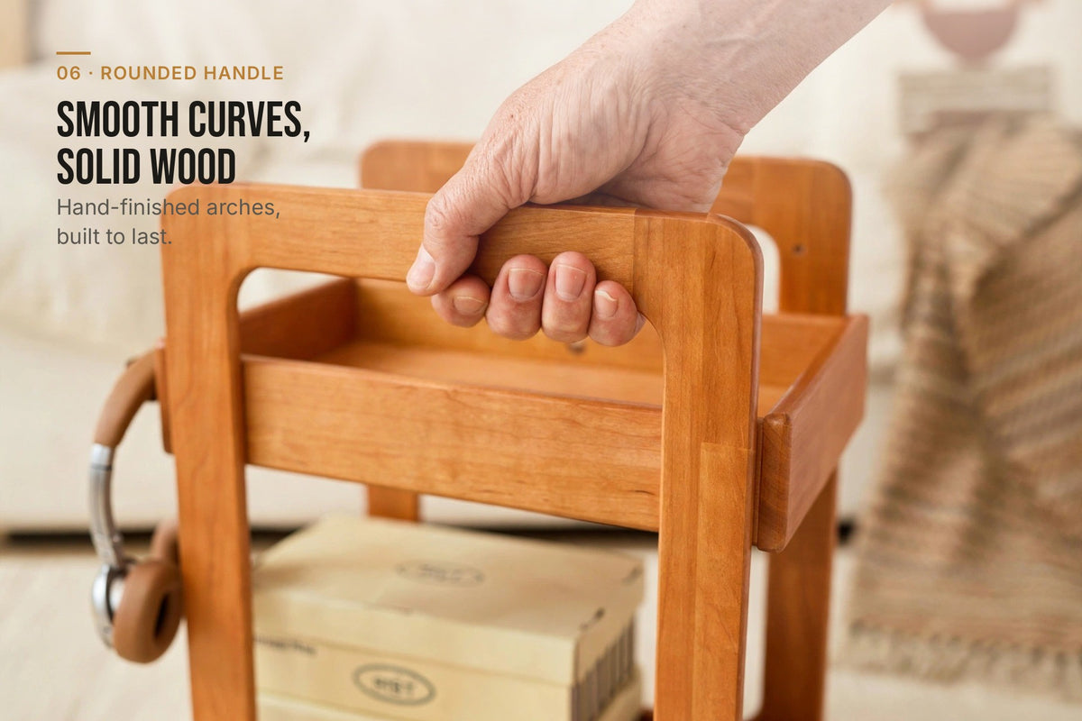 kyenook Rolling Side Table - rounded handle